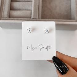 Brinco infantil flor detalhe zircônia azul 6mm tarraxa baby