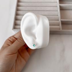 Brinco infantil urso com zircônia coração acqua 7mm tarraxa baby