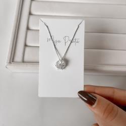 Colar flor cravejada trabalhada 15mm 45cm