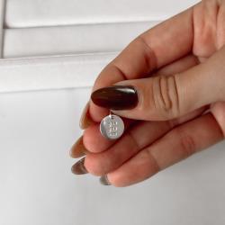 Pingente medalha letra E cravejada 15mm