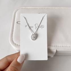 Colar zircônia oval com cravejado 13mm 45cm