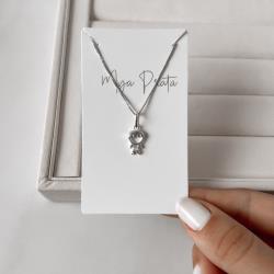 Colar pingente menino detalhe zircônias 11mm 45cm