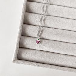 Colar pingente morango com zircônias coloridas 8mm 40cm