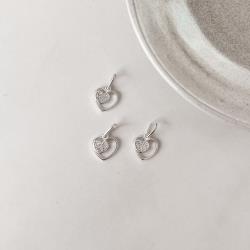 Pingente coração liso e cravejado 9mm