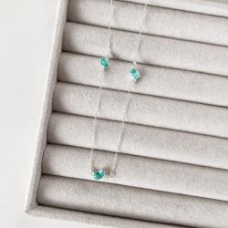 Colar entremeios zircônia oval acqua e redonda cristal 11mm 40+5cm