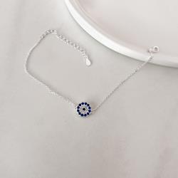 Pulseira entremeio círculo cravejado cristal e azul 10mm