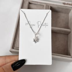 Colar pingente coração detalhe zircônias 8mm 40cm