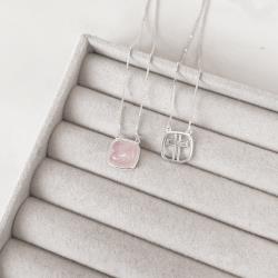 Escapulário cruz e pedra quartzo rosa v15 60cm