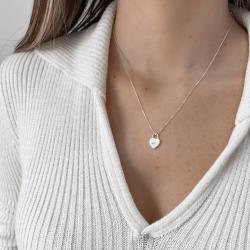 Colar cadeado coração detalhe zircônia 14mm 45cm