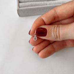 Pingente zircônia oval embutida 6mm