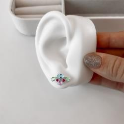 Brinco zircônias coloridas 17mm