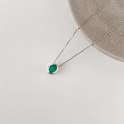 Colar zircônia oval acqua 11mm 45cm