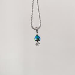 Berloque pingente água viva resina 17mm elo cravejado envelhecido