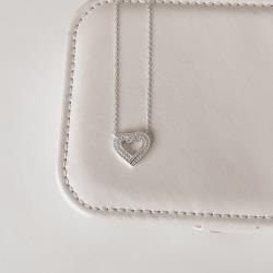 Colar entremeio coração vazado cravejado 17mm corrente cadeado 40+5cm