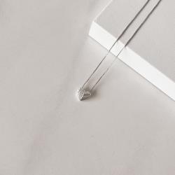 Colar coração metade cravejado 11mm 45cm