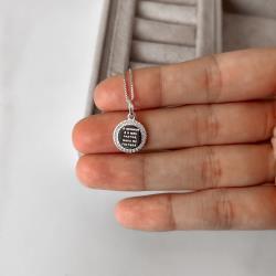 Colar pingente medalha Salmo 23:1 cravejado 12mm 45cm