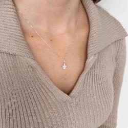 Colar pingente anjo cravejado 10mm 45cm