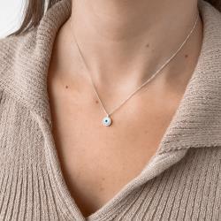 Colar olho grego madrepérola 7mm 40cm