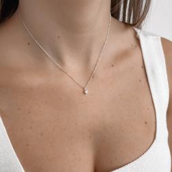 Colar zircônia coração cristal 5mm 40cm