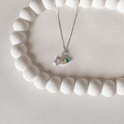 Colar entremeio círculo pingentes estrela vazada cravejada, zircônias amarela e acqua v12 45cm