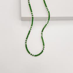 Colar cristal esmeralda 3mm com bolas 40+5cm