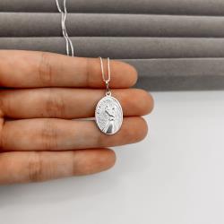 Colar pingente medalha St Antônio 20mm 45cm