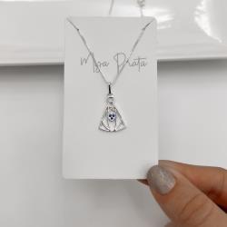 Colar pingente Nsa. Sra. Aparecida detalhe cravejado 20mm 45cm