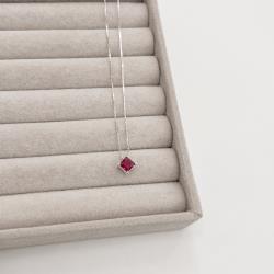 Colar zircônia losango cereja 8mm 40cm