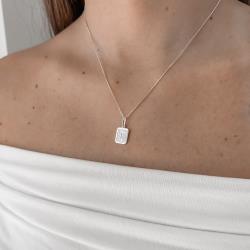 Colar pingente placa letra T 12mm 45cm