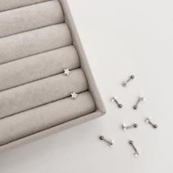 Piercing haste estrela cravejada 5mm