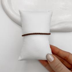 Pulseira cordão trançado marrom 2mm 16cm com alongadora