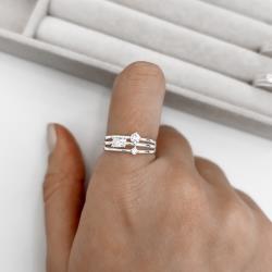 Anel 3 fios com zircônias