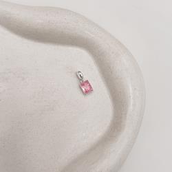 Berloque pingente zircônia retangular rosa 8mm