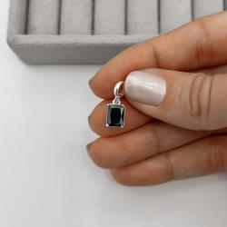 Berloque pingente zircônia retangular ônix 8mm