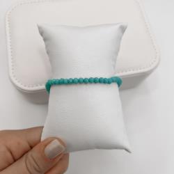 Pulseira cristal turquesa 4mm 16cm com alongadora