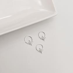 Piercing argola com detalhe estrela 8 pontas cravejada 11mm