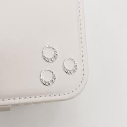 Piercing argola detalhe lua, sol com zircônia e infinito 12mm