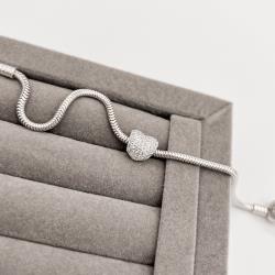 Berloque separador coração cravejado cristal 10mm