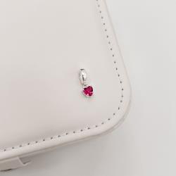 Berloque pingente zircônia coração cereja 5mm