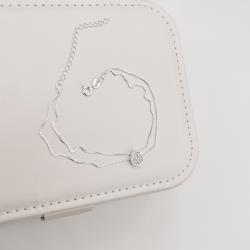 Pulseira entremeio gota cravejada 9mm corrente dupla 17cm com alongadora