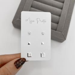 Trio quadrados com zircônia