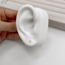 Brinco zircônia redonda embutida cristal 3mm