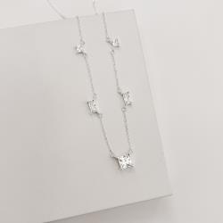 Colar entremeios zircônias quadrada e retangular 40+5cm