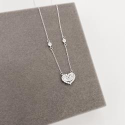 Colar coração cravejado 13mm com entremeios zircônias 40+5cm