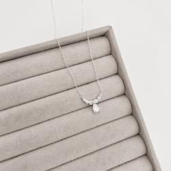 Colar entremeio zircônias redondas e gota 15mm 40+5cm