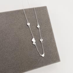 Colar entremeio corações lisos e cravejados 40+5cm