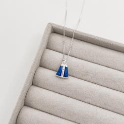 Colar Nsa. Sra. Aparecida cravejada azul 15mm 45cm