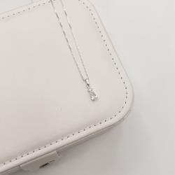 Colar pingente zircônias redonda e gota 10mm 45cm