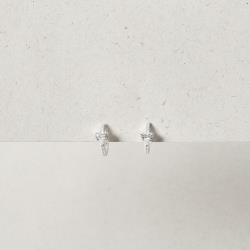 Argola click zircônia coração com cravejado 12mm