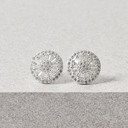 Brinco botão cravejado 14mm